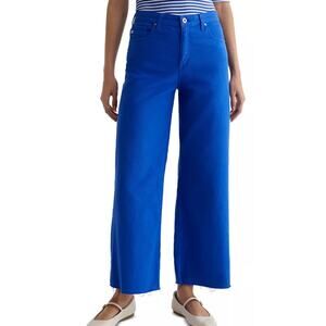 AG ADRIANO GOLDSCHMIED WOMENS 28 SAIGE HIGH-RISE WIDE LEG CROP FRAYED BLUE NEW